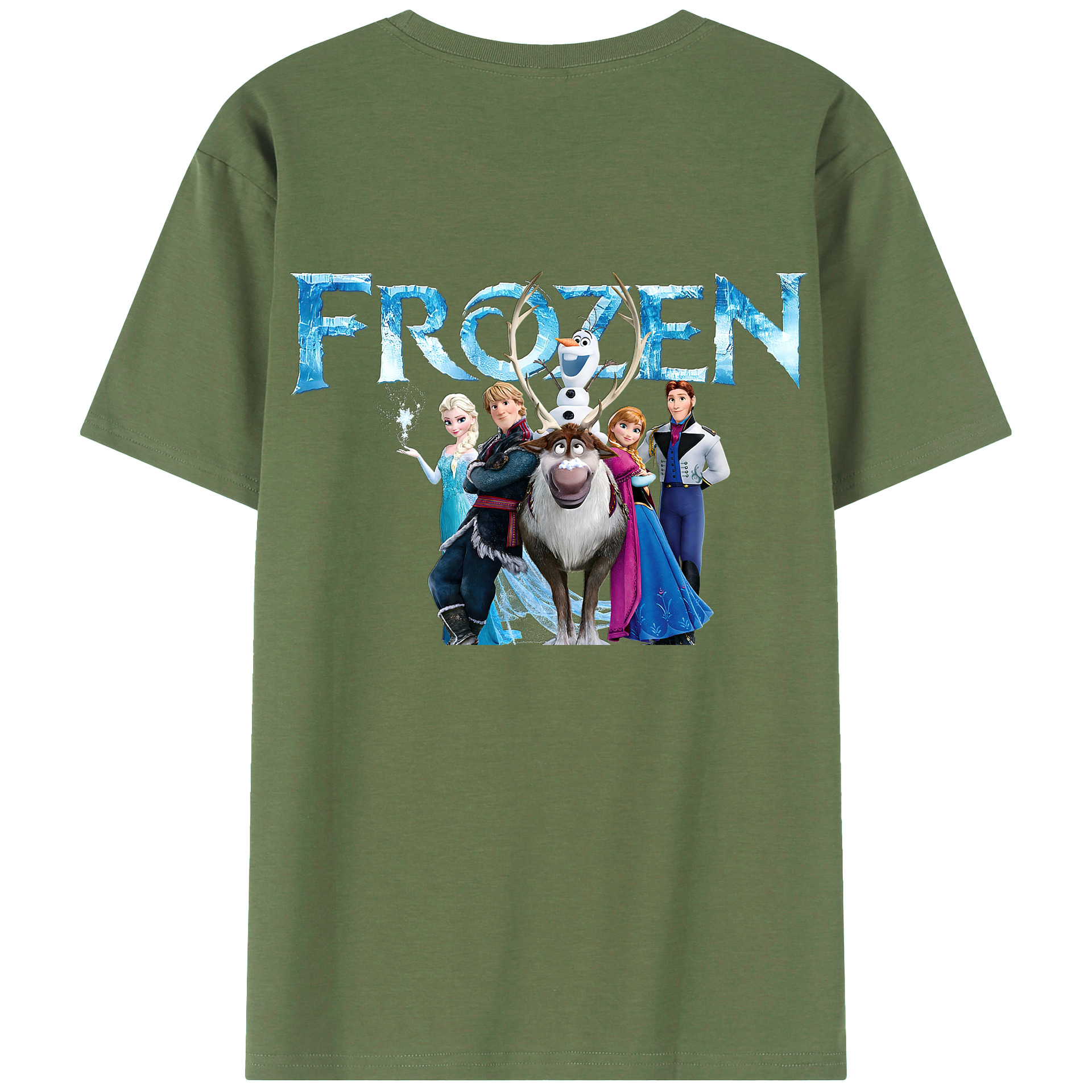 （画像用） アナと雪の女王 アンナ エルサ Frozen Anna Elsa 綿100％ メンズ半袖Tシャツ（バックプリント） 通気性